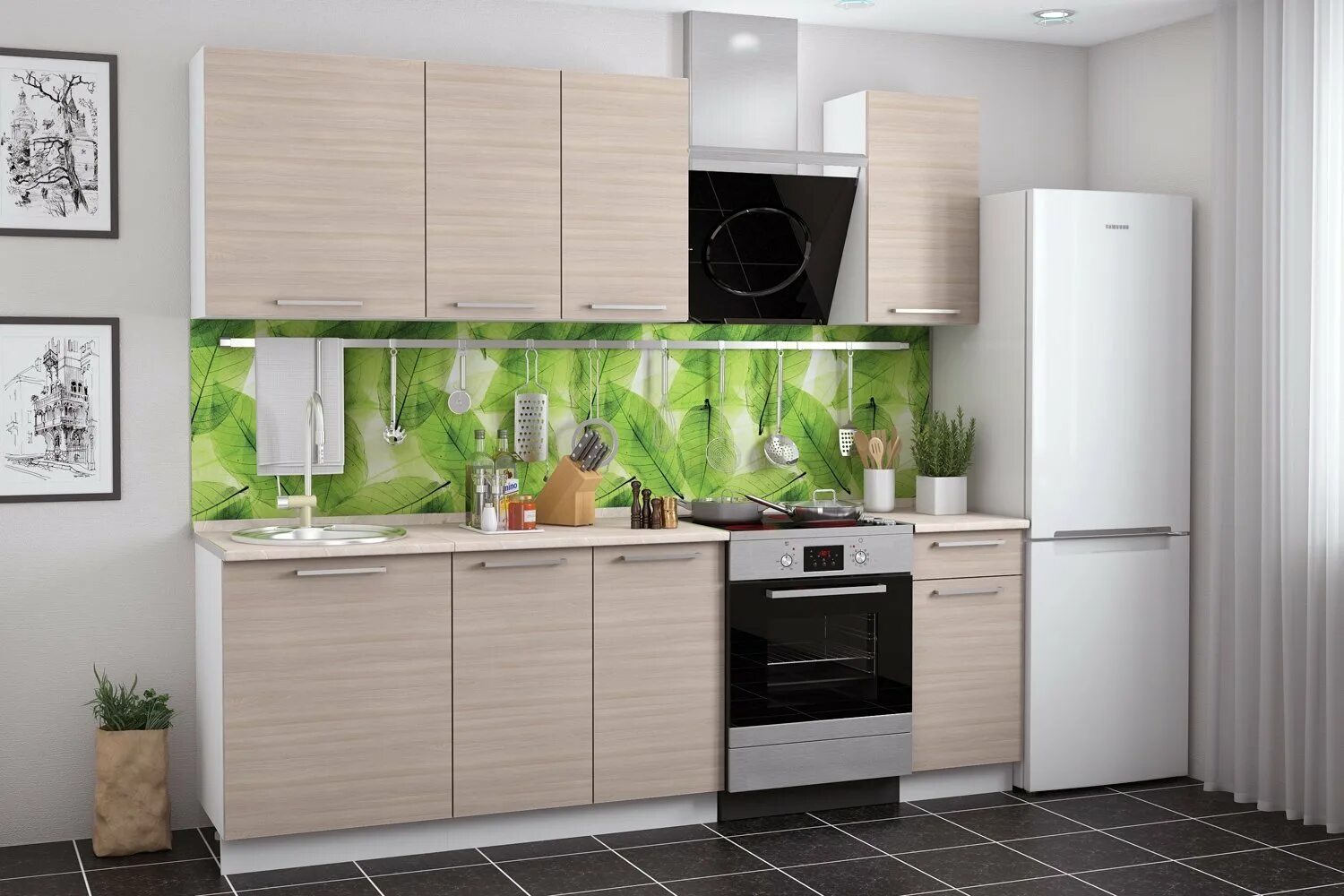 Кухонный гарнитур купить екатеринбург фото Кухонный гарнитур Барселона 1,8 м 180х210х60 см, цвет корпус - белый, фасад - яс