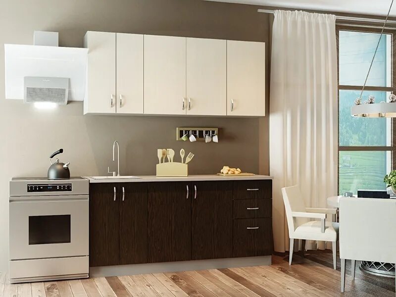 Кухонный гарнитур лдсп фото Кухня 2.0 ЛДСП . В-13, венге\дуб молочный купить в Петрозаводске