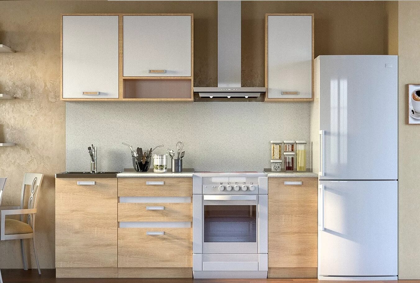 Кухонный гарнитур лдсп фото Кухня Лотос 1,5 м ЛДСП купить в Санкт-Петербурге по цене 15 500 ₽ в интернет-маг