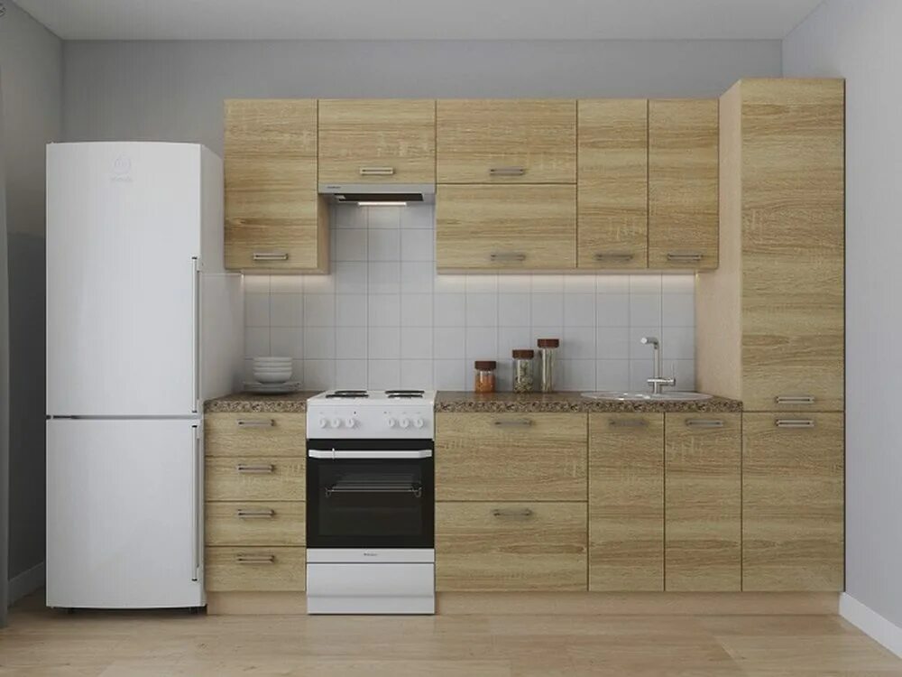 Кухонный гарнитур лдсп фото Купить Модульная кухня "Лада" (дуб сонома) по цене 41150 руб в Новосибирске в ин