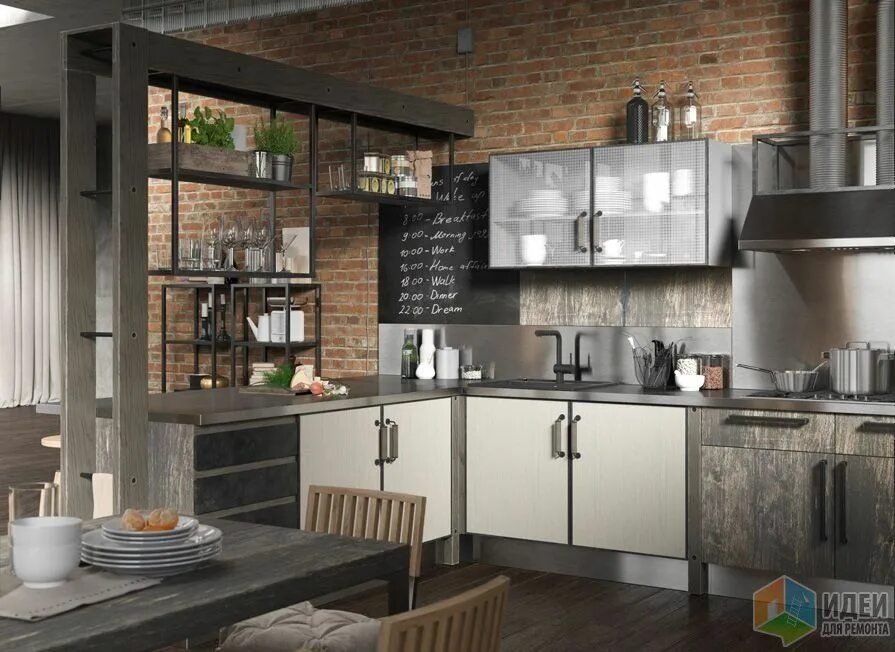 Кухонный гарнитур лофт фото Кухня в частном доме: особенности обустройства Идеи для ремонта Кухня, Итальянск