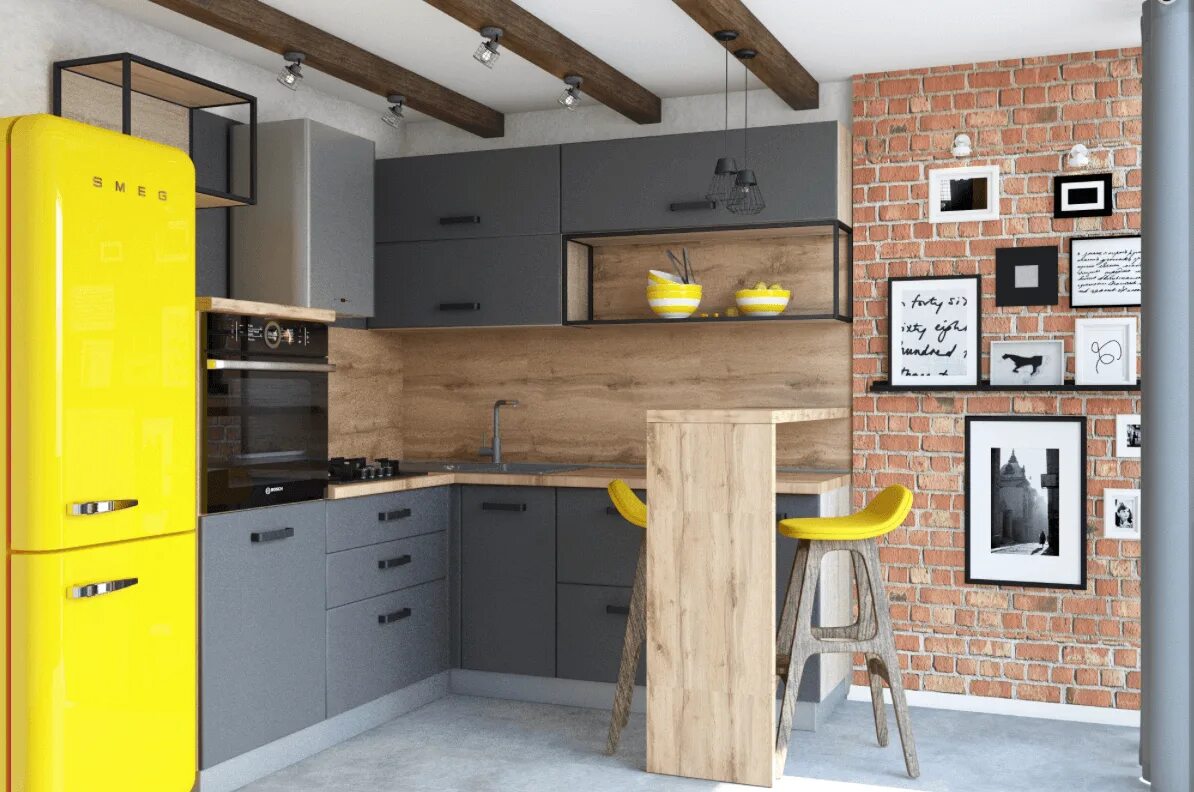 Кухонный гарнитур лофт фото Кухня в стиле лофт: особенности интерьера