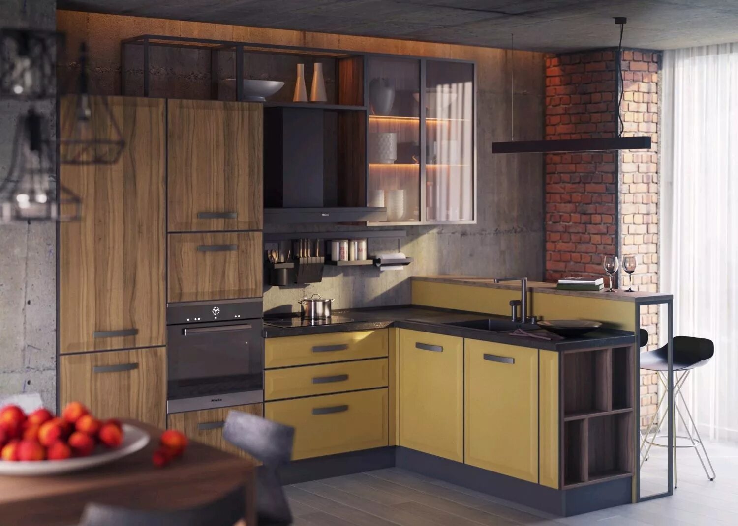 Кухонный гарнитур лофт фото Кухня Лофт в интернет-магазине на Ярмарке Мастеров Кухонная мебель, Томск - дост