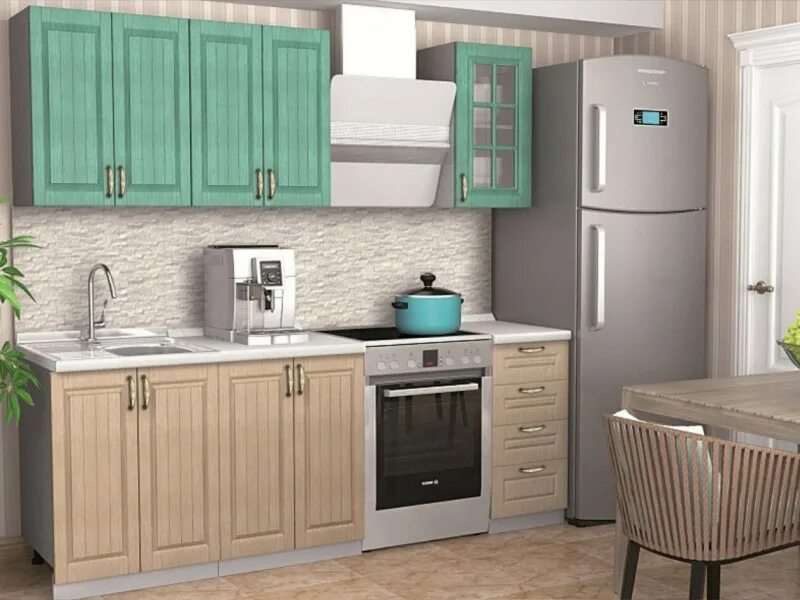 Кухонный гарнитур лондон фото Кухня Лондон 1,6 м дуб изумрудный, капучино заказать в Екатеринбурге