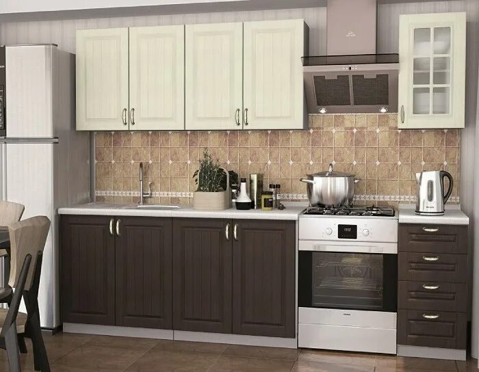 Кухонный гарнитур лондон фото Кухня Лондон венге крем купить в Краснодаре - МебельПик