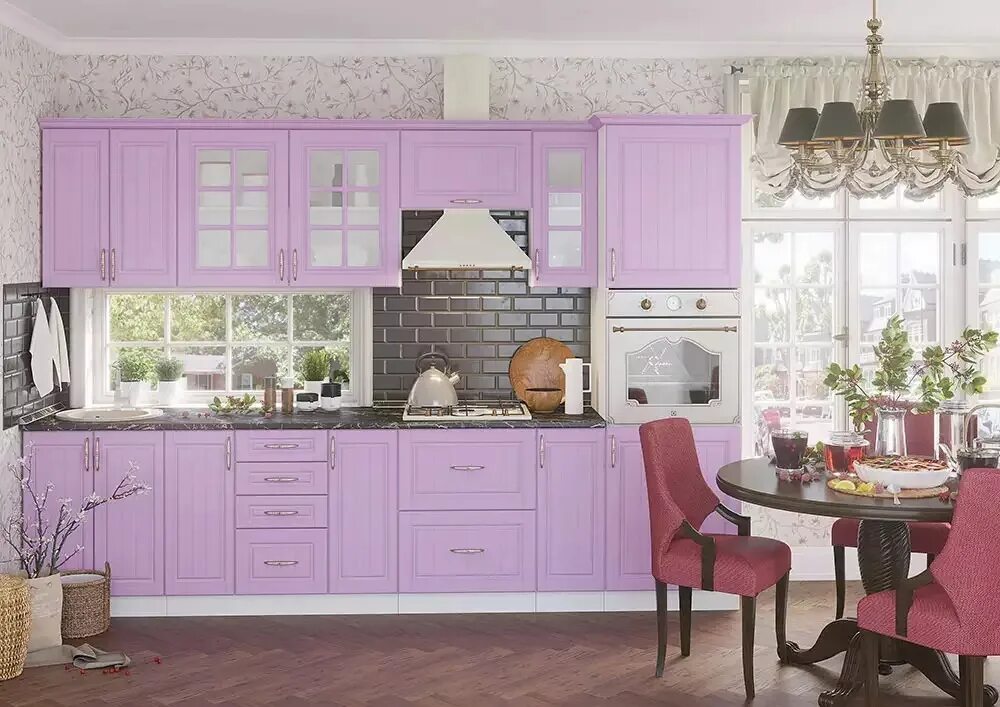 Кухонный гарнитур лондон фото Модульная кухня София Лондон 310х60 см (дуб сирень), DIVANO. Столешница в компле