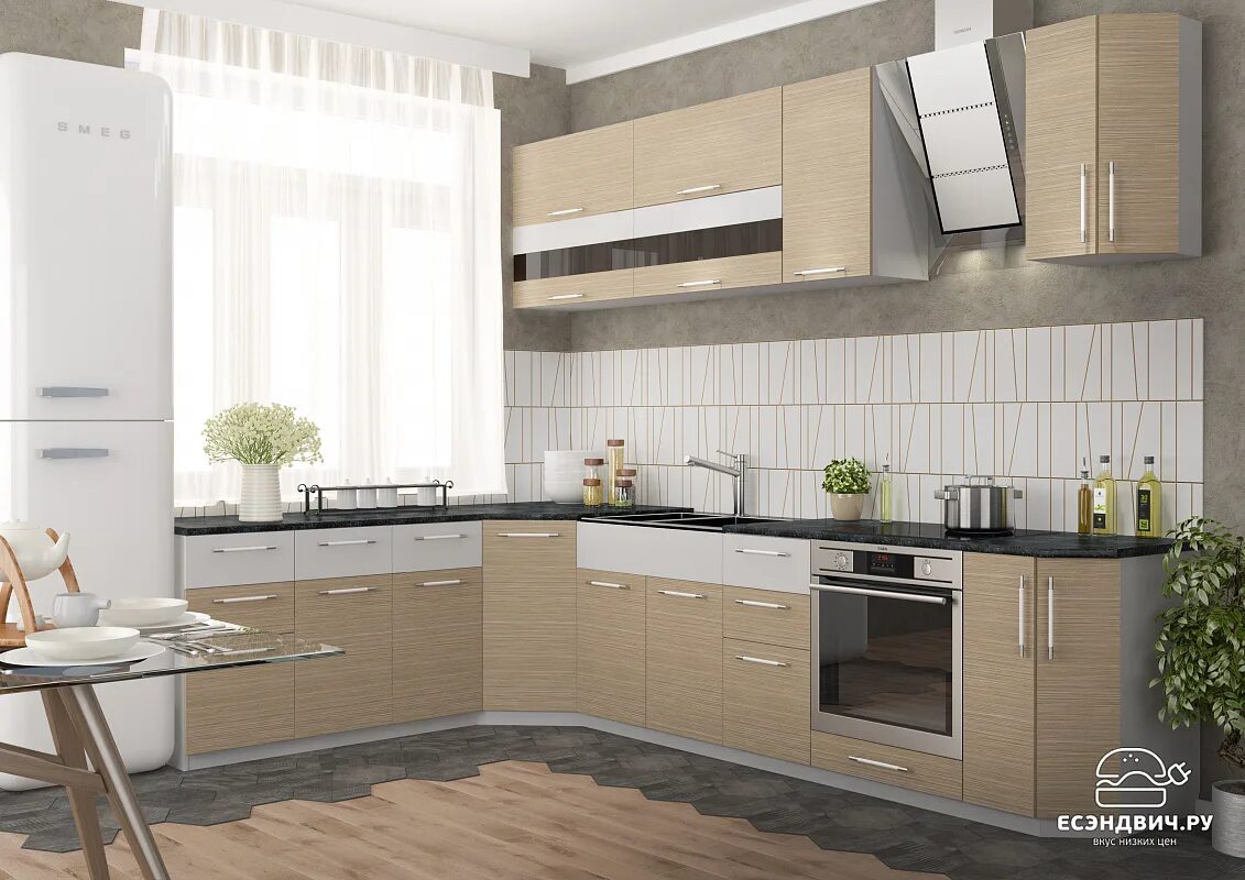 Кухонный гарнитур мария фото Кухня угловая 1,85х2,85 правая "Мона" (Зебрано) -DSVM4. Купить Кухни угловые с д