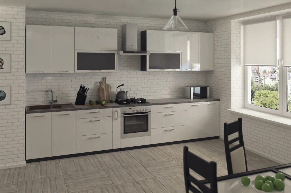 Кухонный гарнитур мария каталог фото и цены Кухня Мария корпус белый, фасады крем ЛДСП, длина 1,4м на Лесоторговой в Орле по