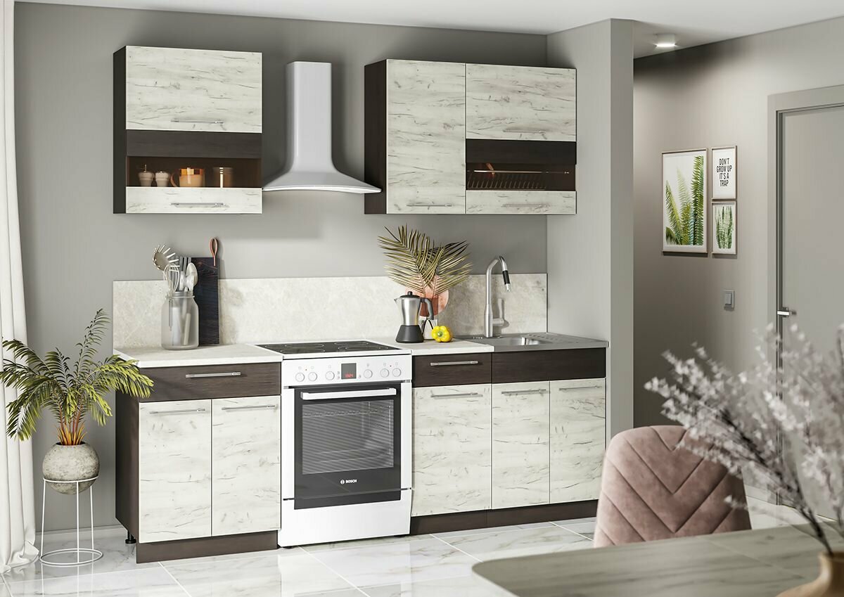 Кухонный гарнитур маша 2.0 фото Кухонный гарнитур Маша-2 венге/дуб крафт белый - купить в интернет-магазине по н