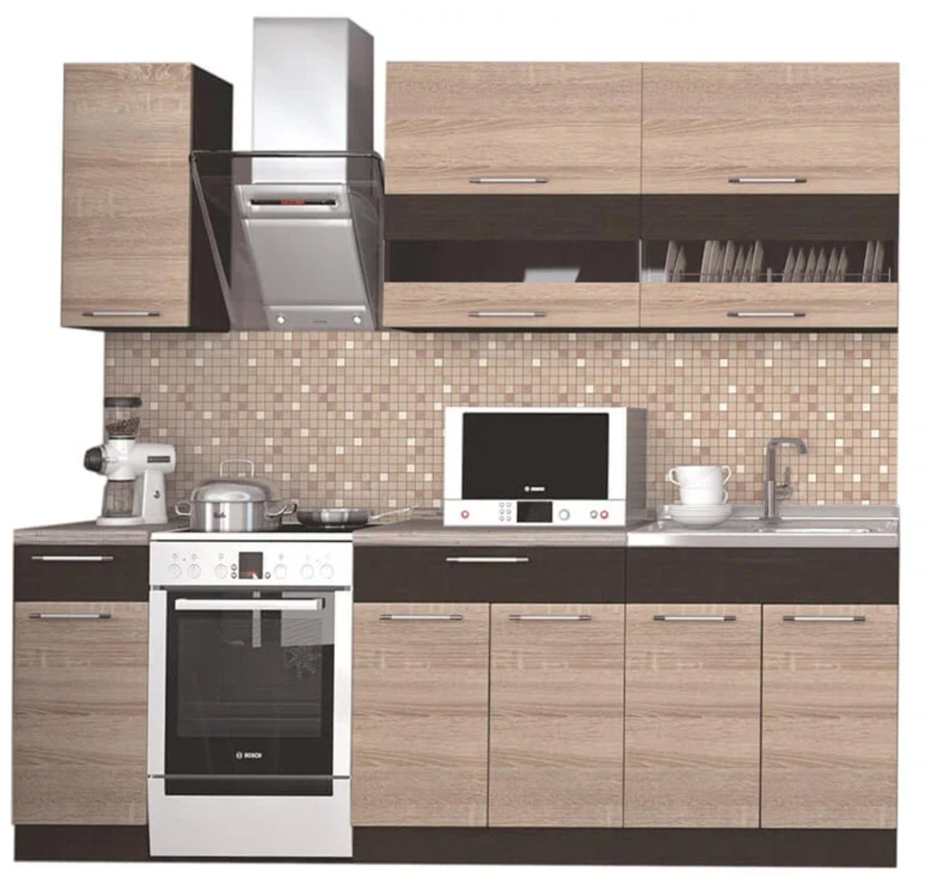 Кухонный гарнитур маша 2.0 фото Кухонный гарнитур Стендмебель "Стендмебель" с фотопечатью 1,6 (Бордо/вишня, МДФ 