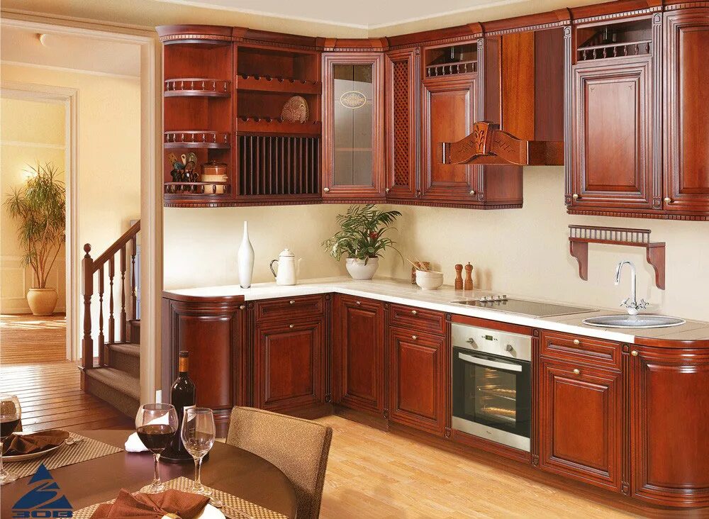 Кухонный гарнитур массив фото Кухня массив ольха -МЕБЕЛЬ ЗОВ в Одинцово тел.+7(495)741-14-44