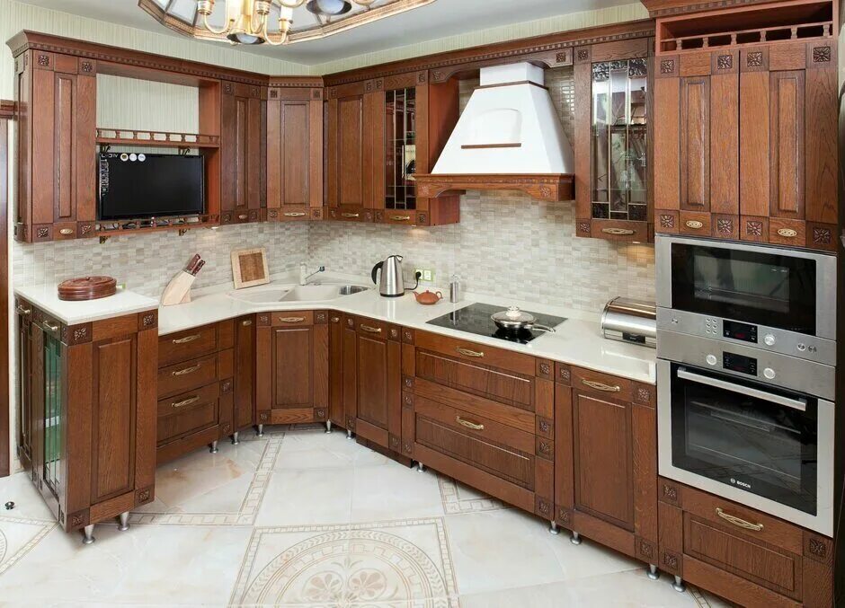 Кухонный гарнитур массив фото Угловые деревянные кухни по фабричным ценам - заказать мебель от производителя