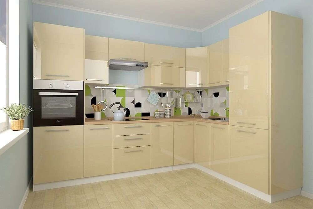 Кухонный гарнитур молочный цвет фото Готовая кухня Сивирин-Компани Клео глосс 2.7 (коричневый глянец\ваниль глянец) -