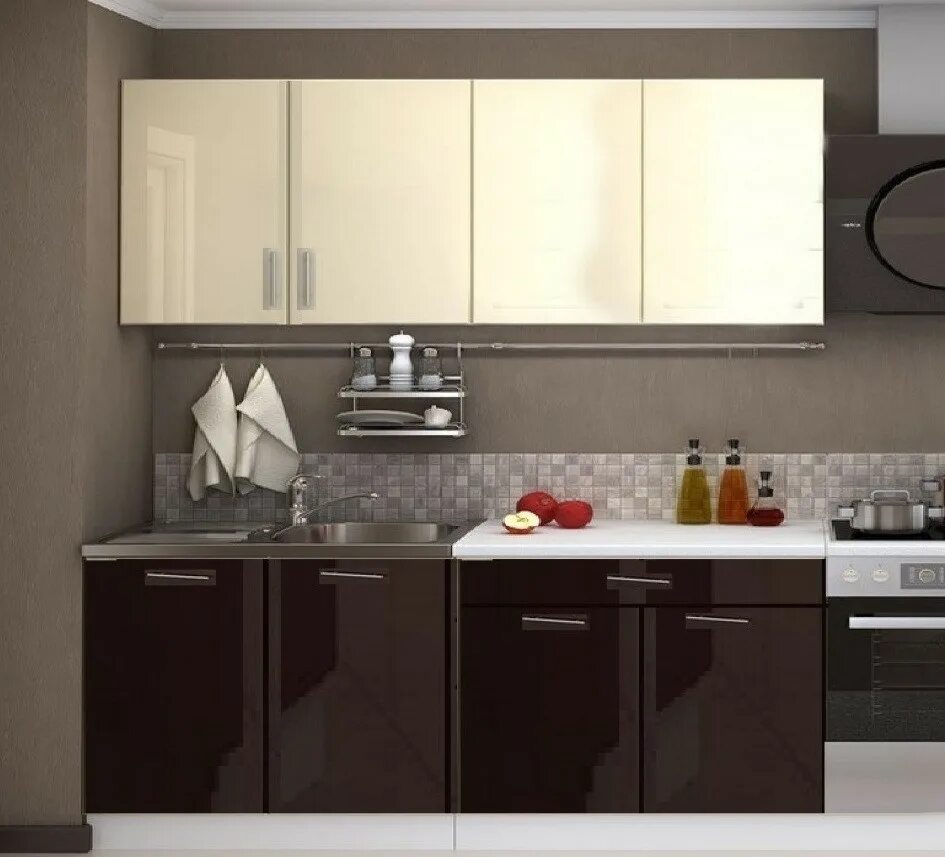 Кухонный гарнитур молочный цвет фото Кухня "Ксения" шок. глянец - Радуга Салон мягкой и корпусной мебели