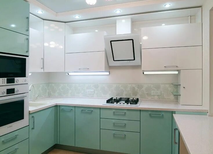 Кухонный гарнитур мятного цвета фото Мятная кухня: фото идей дизайна, кухонный гарнитур мятного цвета в интерьере Сер