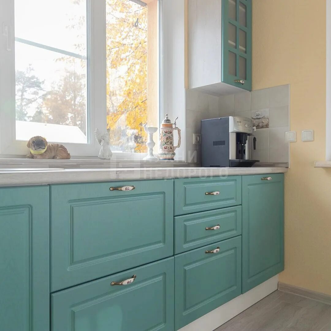 Кухонный гарнитур мятного цвета фото Кухня Гудзон - купить в Москве, цена от 220800 руб., фото, отзывы
