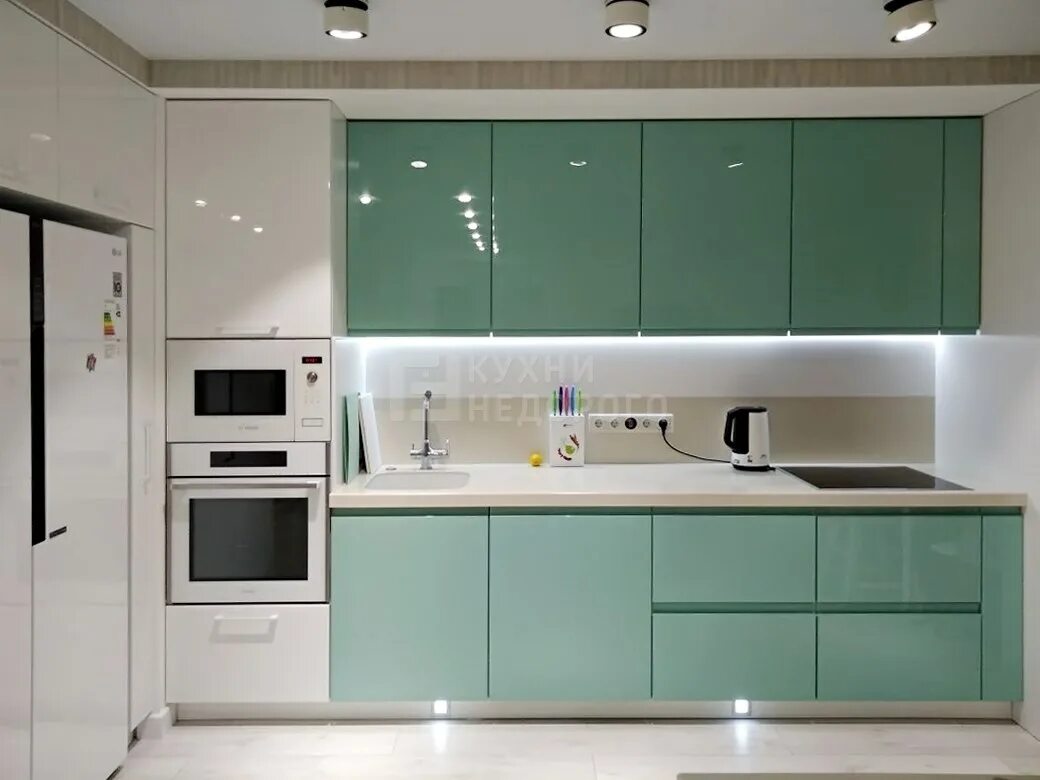 Кухонный гарнитур мятного цвета фото Кухня Мята - купить в Москве, цена от 121800 руб., фото, отзывы