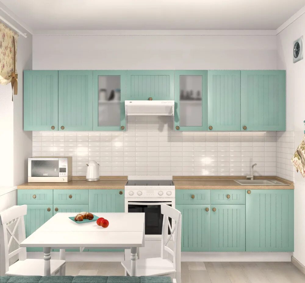 Кухонный гарнитур мятного цвета фото Кухня прованс изумруд в интерьере - фото