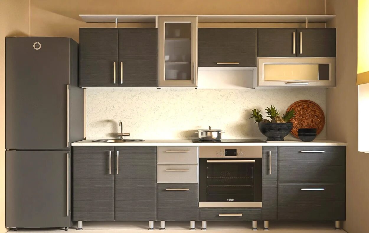 Кухонный гарнитур на 2 метра прямой фото Кухонный гарнитур Модерн Лайт Венге