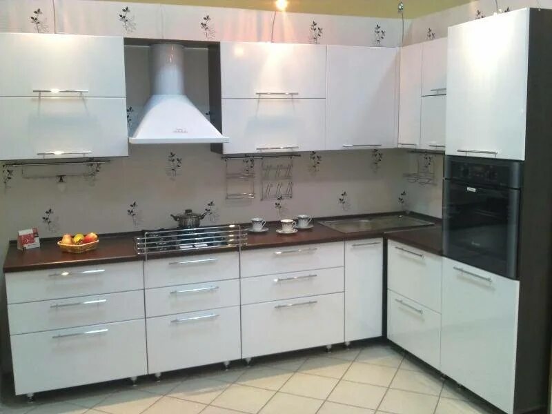 Кухонный гарнитур нефтекамск фото цена Кухня пластик в алюминиевой рамке (темный оранж) Ренессанс купить в Подольске це