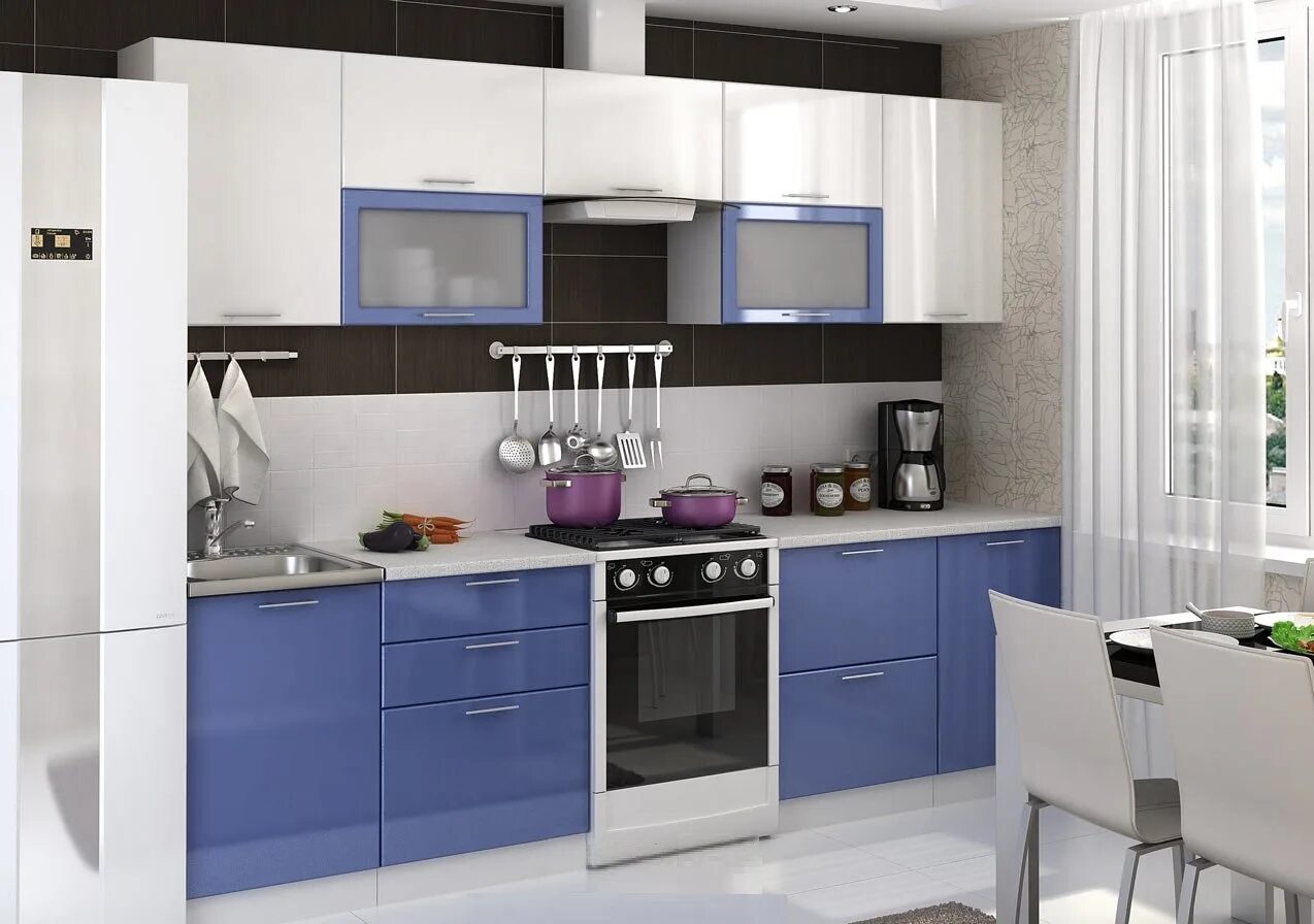 Кухонный гарнитур образцы картинки и фото Купить Кухня "Ксения" 2,8 м (модульная система), сизый/белый глянец в СПб недоро