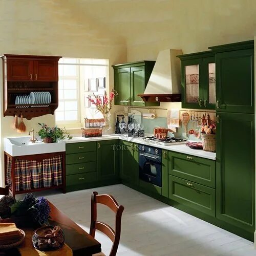 Кухонный гарнитур оливкового цвета в интерьере Кухня CONTEA LACCATA VERDE SALVIA