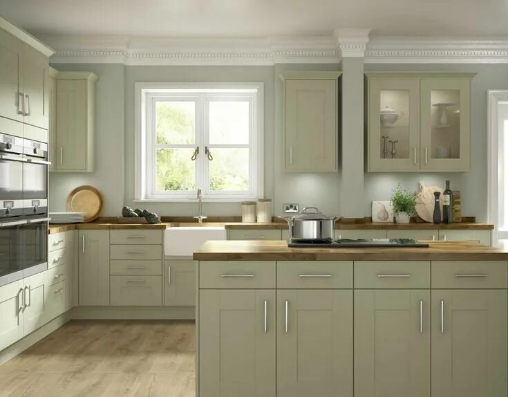 Кухонный гарнитур оливкового цвета в интерьере Green Kitchen Cabinet Finish Green kitchen cabinets, Green kitchen, Beautiful ki