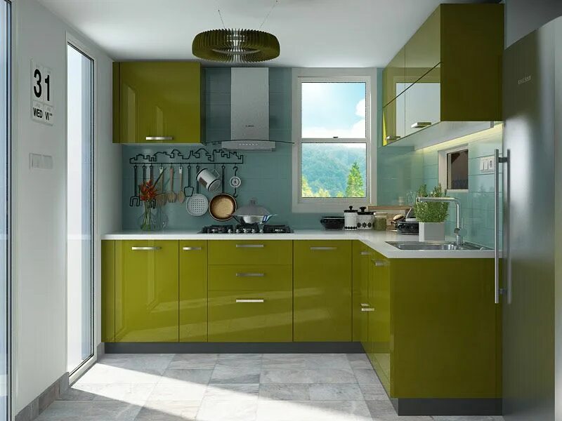 Кухонный гарнитур оливкового цвета в интерьере 1000+ Modular Kitchen Designs with Suitable Prices HomeLane
