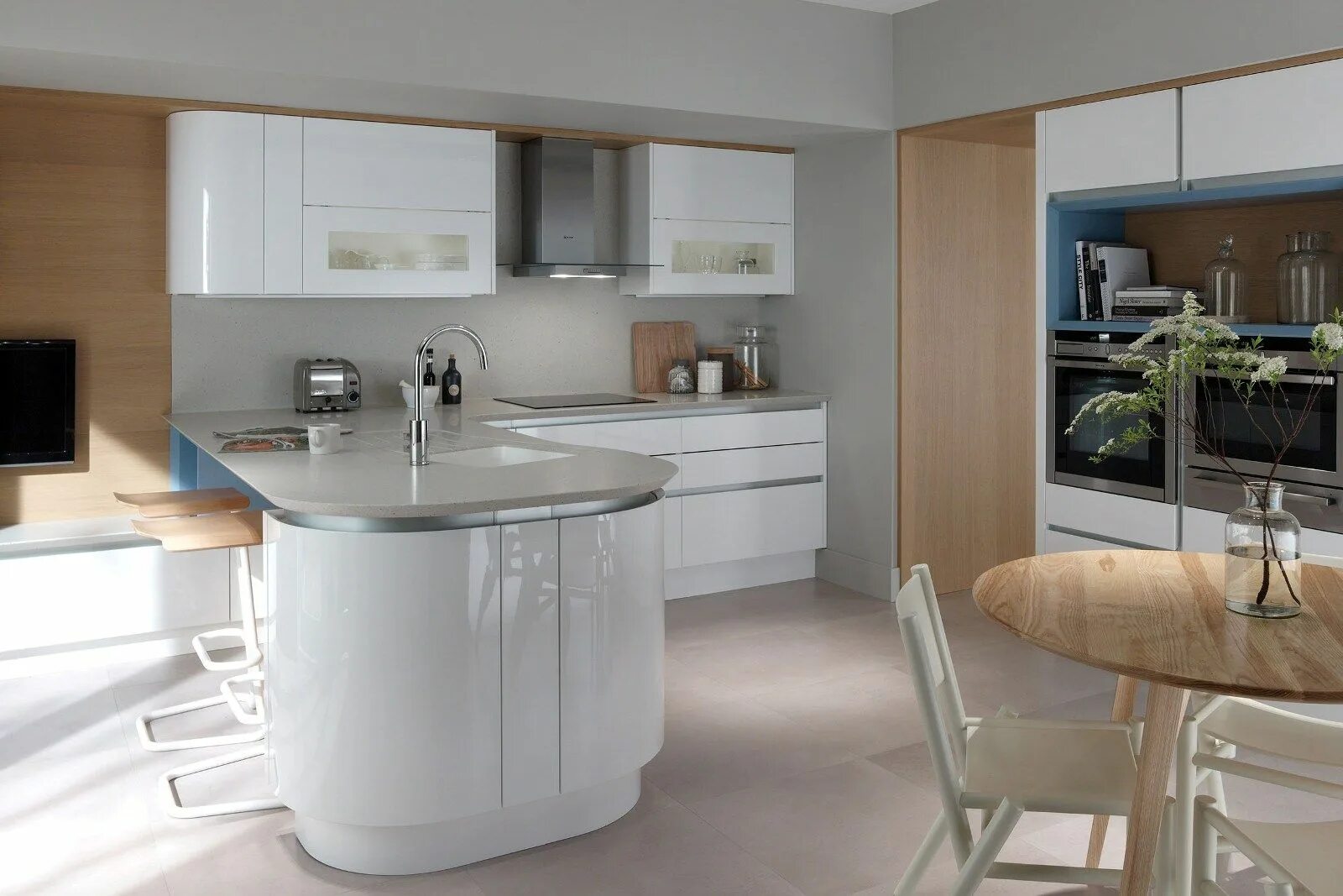 Кухонный гарнитур остров фото Corian ® Superfície Sólida Processadores Autorizados - Elite Superfície Curved k