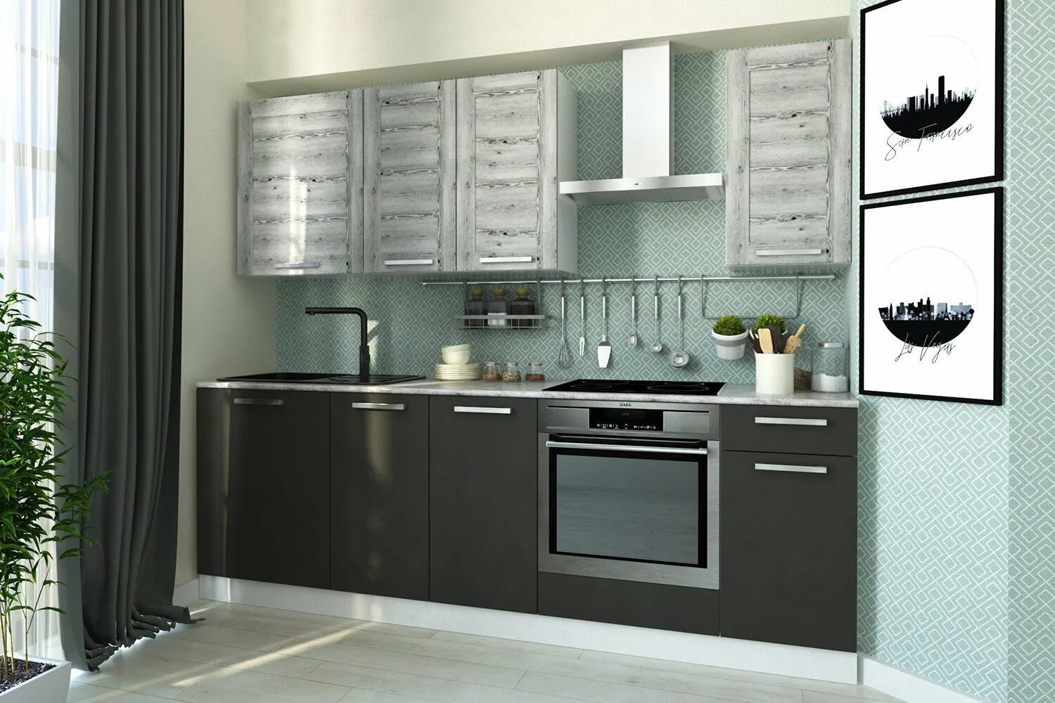 Кухонный гарнитур отзывы фото Кухонный гарнитур Сканди 240х217х60 см, цвет корпус - белый, фасад - сосна выбел