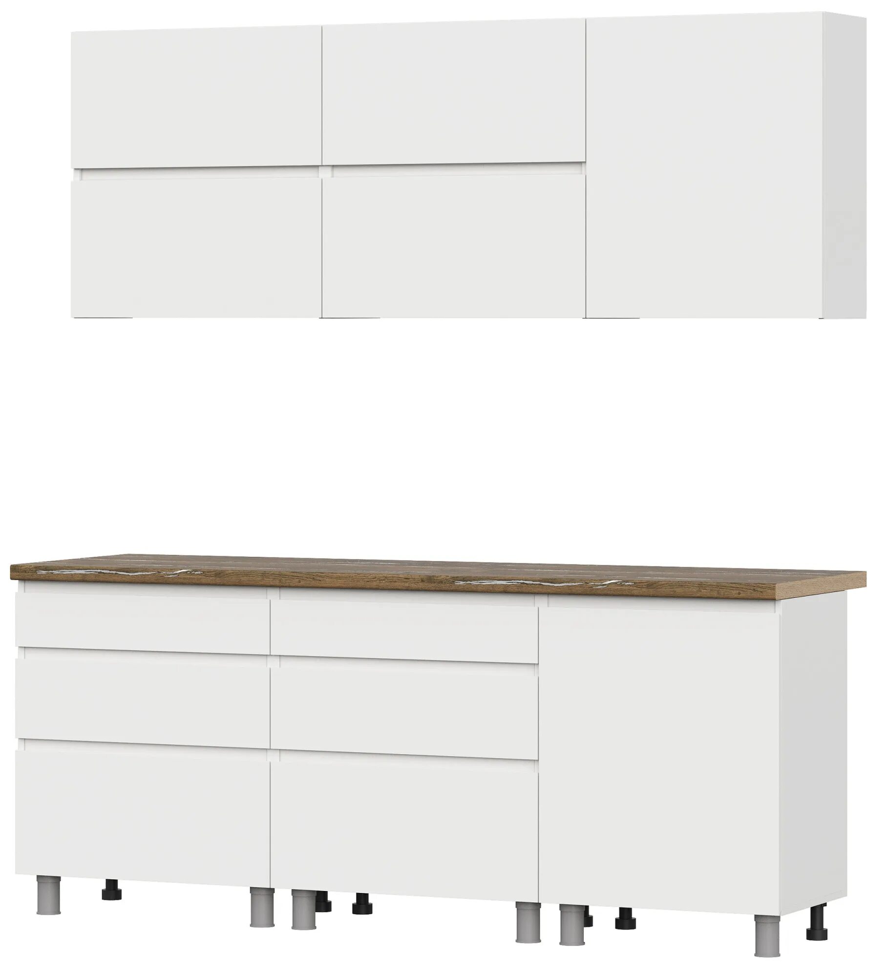 Кухонный гарнитур отзывы фото Гарнитур кухонный FI Одри/Герда 2000х600х1574 мм Белый/Белый, со столешницей дуб