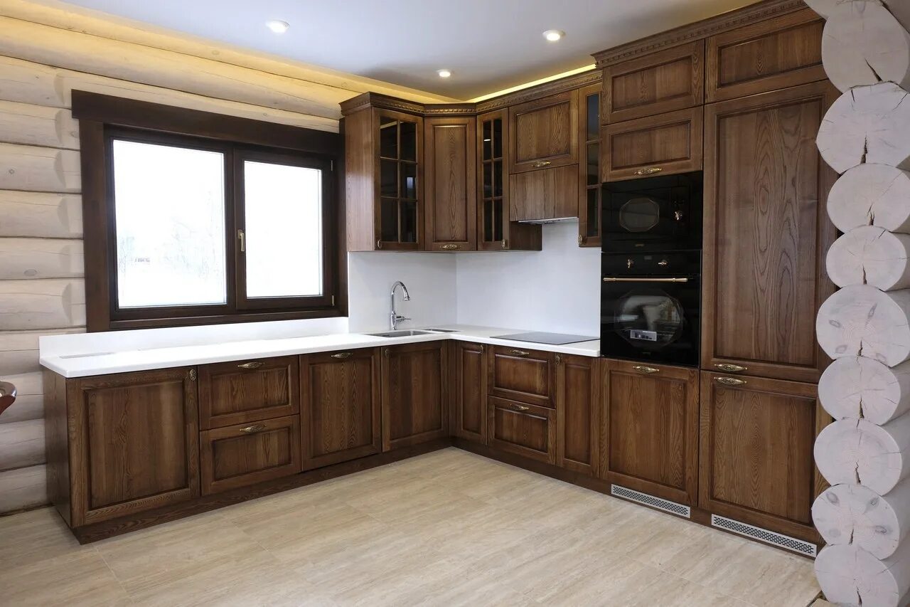 Кухонный гарнитур под дерево фото Кухонный гарнитур для дачи