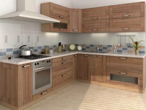 Кухонный гарнитур под дерево фото Кухня угловая массив дерева