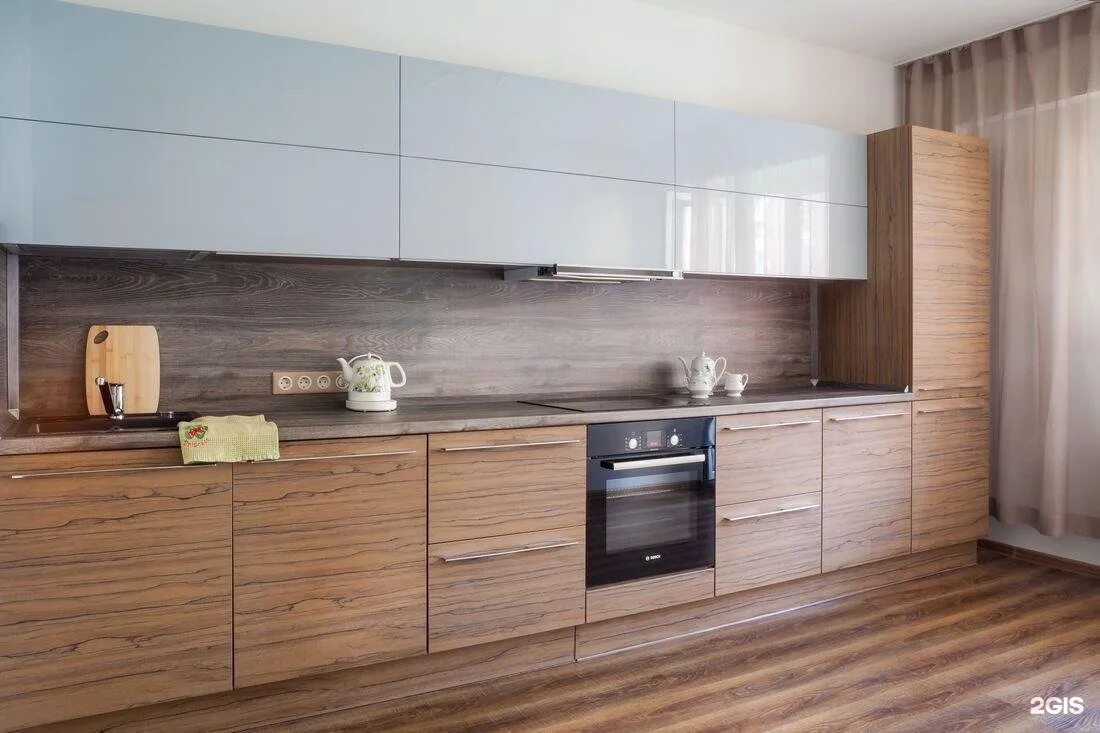 Кухонный гарнитур под дерево фото 3 метра Дельмар, салон интерьера, бульвар Космонавтов, 43, Салават - 2ГИС