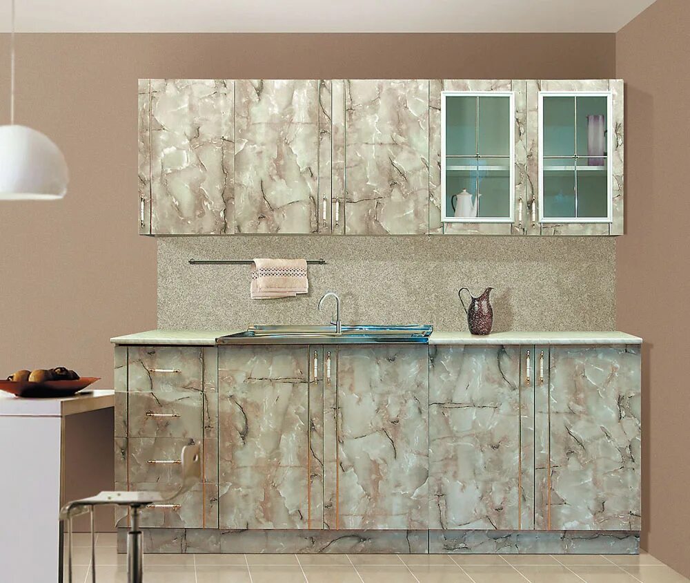 Кухонный гарнитур под мрамор фото Кухонный гарнитур Диана 4 (готовая композиция) - купить с доставкой, цена в Перв