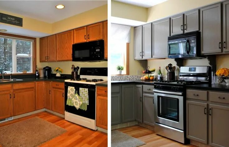 Кухонный гарнитур после покраски фото High End Cabinet Companies Near me Painting cabinets, Kitchen cabinets before an