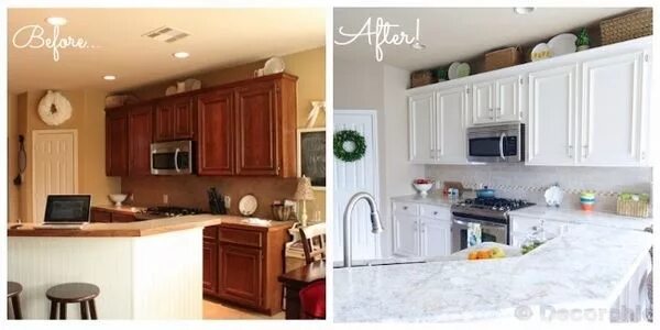 Кухонный гарнитур после покраски фото kitchen cabinets makeover before and after painted kicthen cabinets modern white