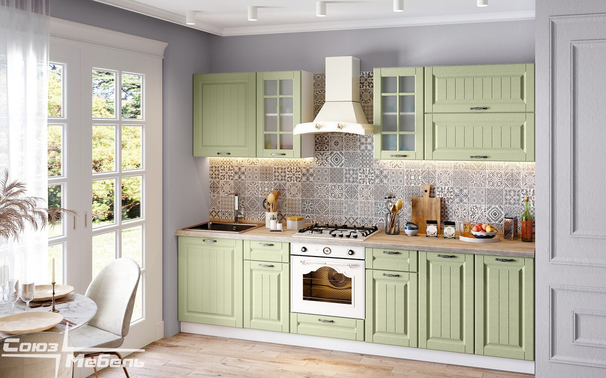 Кухонный гарнитур прованс фото Фасад Прованс (Фисташка) № 66, № 91 (СН-1Я-500, СН-1Я-500 (S-BOX)) - купить в Ку