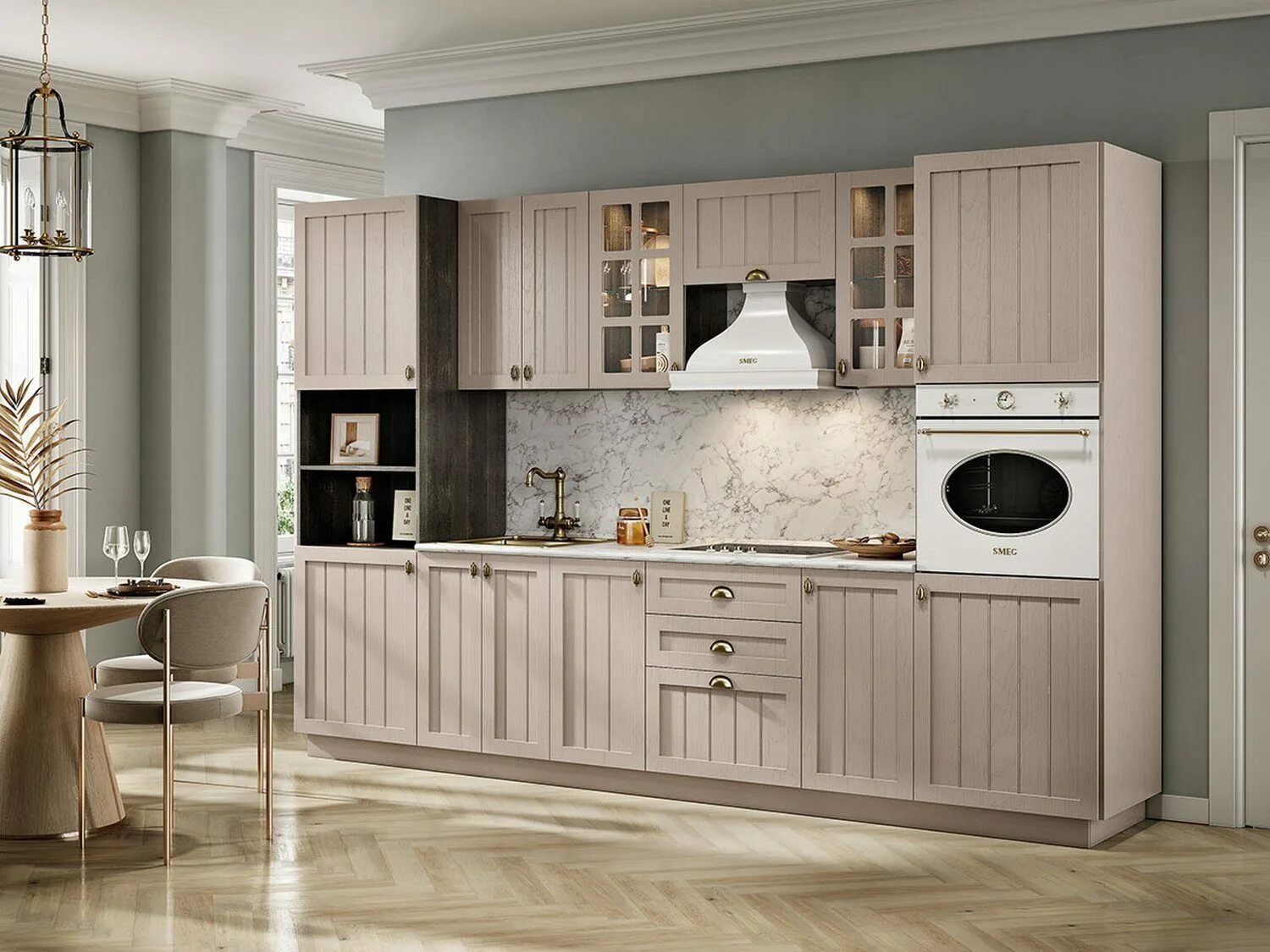 Кухонный гарнитур прованс фото Купить Модульная кухня "Прованс" (мускат/корпус анкор темный) по цене 58500 руб 