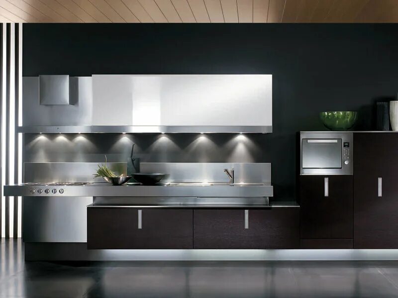 Кухонный гарнитур прямой современный дизайн Итальянская кухня INOX LOOK фабрики COMPOSIT - Ital-Collection