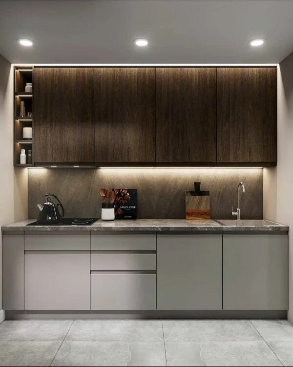 Кухонный гарнитур прямой современный дизайн Хотели купить гарнитур без ручек, как показывают по телевизору? Лучше не стоит т