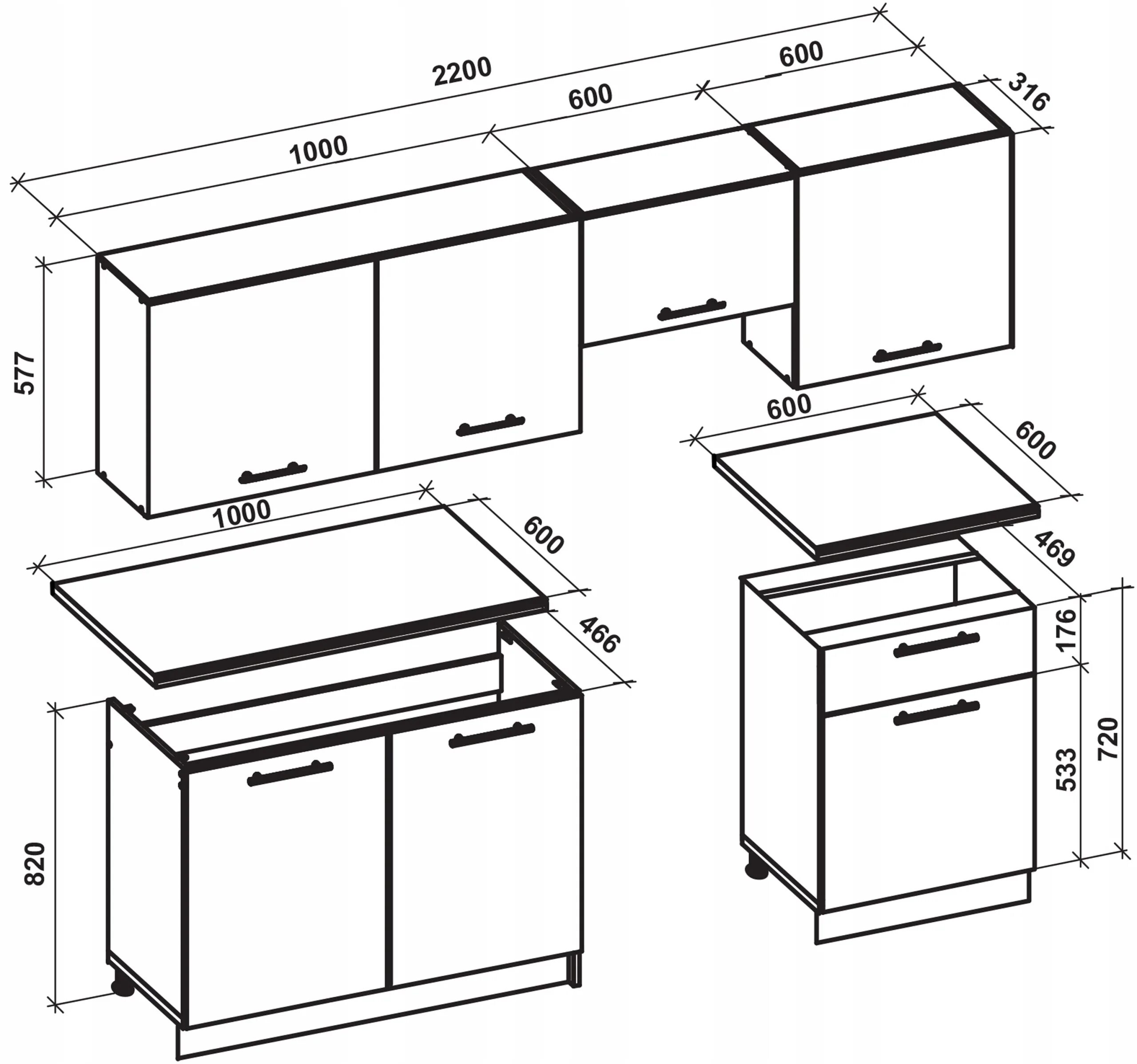 Кухонный гарнитур размеры шкафов фото Размеры напольных шкафов: найдено 79 картинок