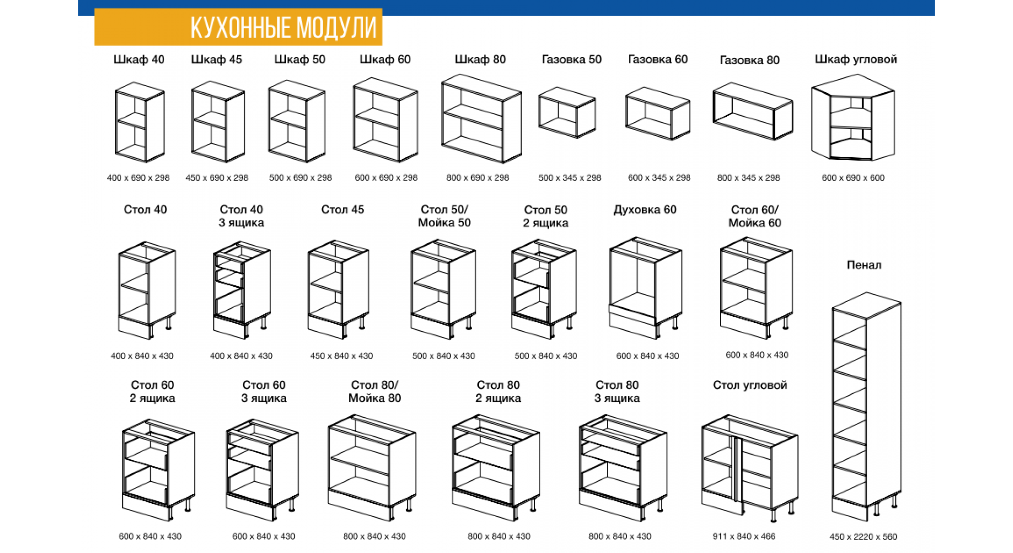 Кухонный гарнитур размеры шкафов фото Кухня ЛЮКС купить в Краснодаре