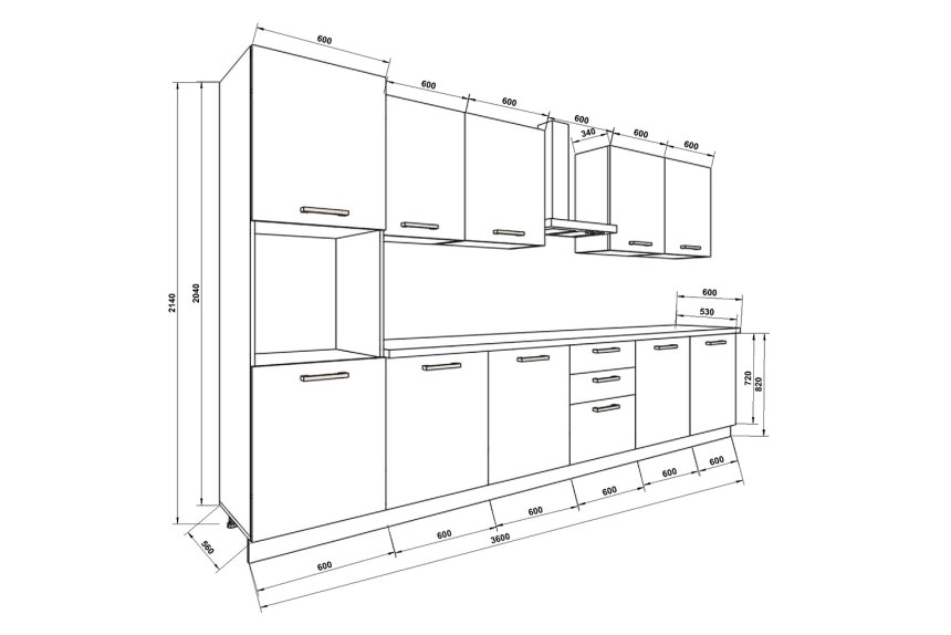 Кухонный гарнитур размеры шкафов фото Габариты верхних шкафов кухни (57 фото) - картинки 2pic club