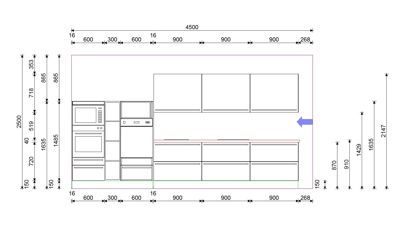 Кухонный гарнитур размеры шкафов фото Кухонные базы чертежи