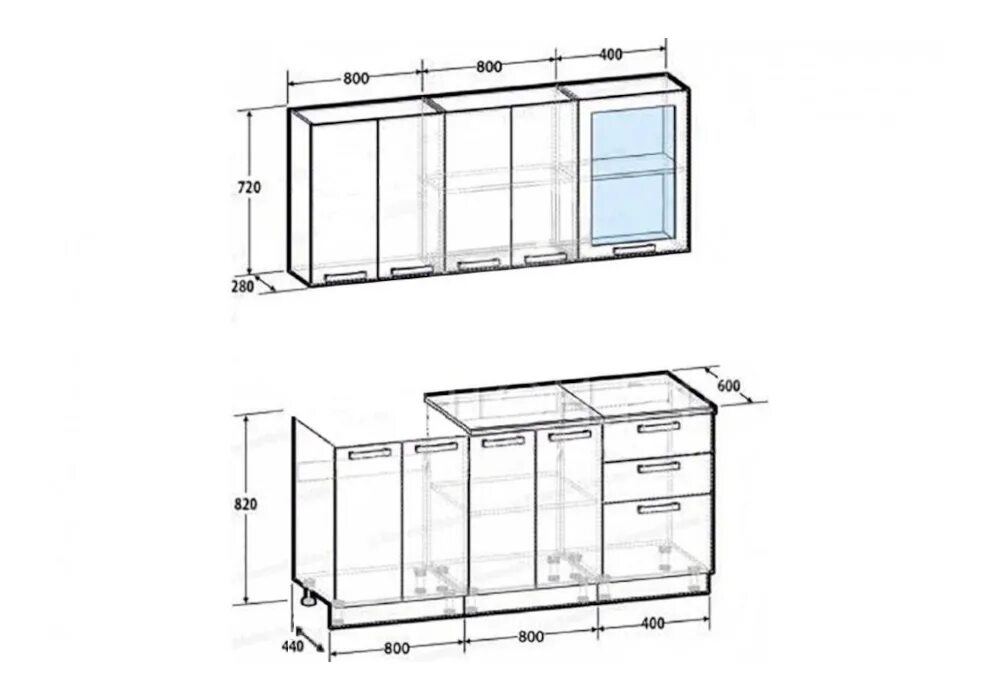 Кухонный гарнитур размеры шкафов фото Кухня Сакура 2 м арт. 08-20572 купить в Москве по цене 18 790 руб. НОНТОН