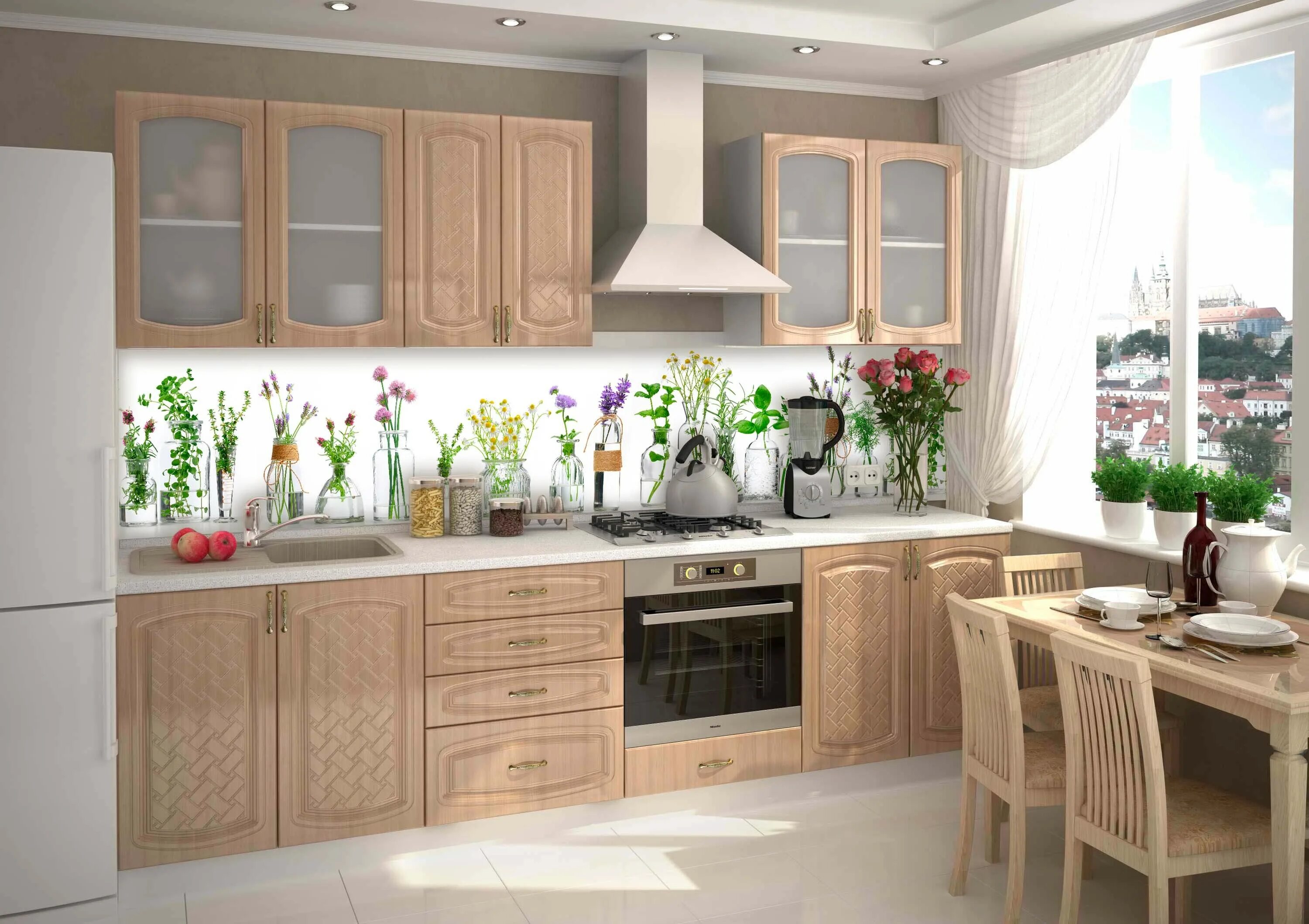 Кухонный гарнитур ростов на дону фото Фартук кухонный на стену панель 3000х600 мм / панель стеновая / фартук для кухни