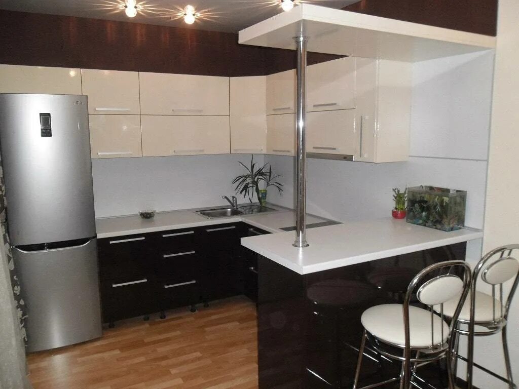 Кухонный гарнитур с барной стойкой фото Дизайн кухни с барной стойкой: фото интерьеров и угловой кухни