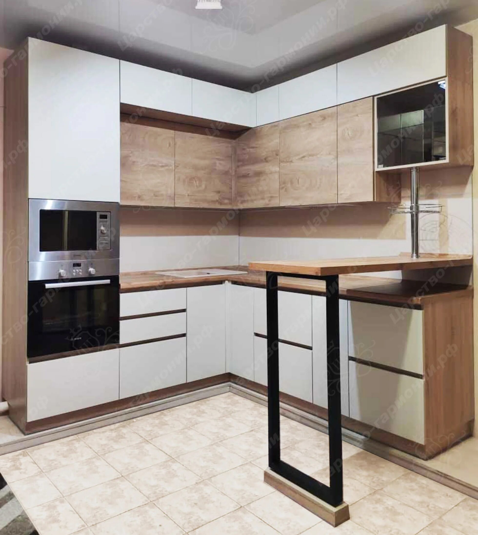 Кухонный гарнитур с барной стойкой фото Кухни с барной стойкой модель 53 на заказ цены каталог фото