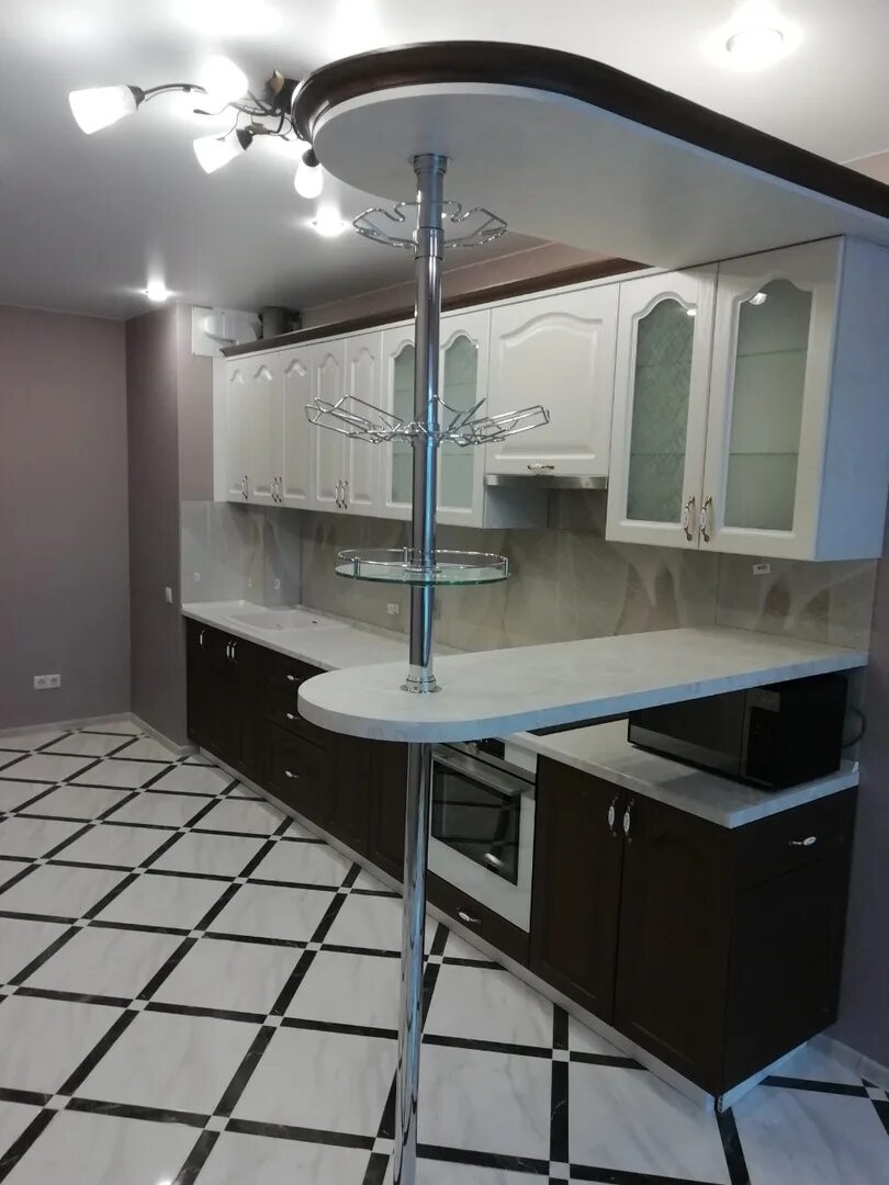 Кухонный гарнитур с барной стойкой фото Кухни 3 метра с барной стойкой - фото